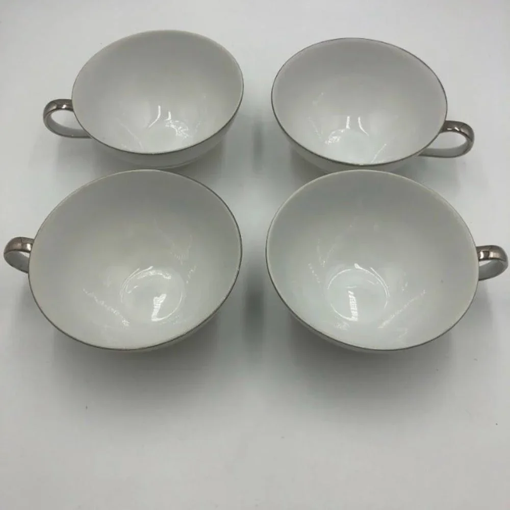 Vintage Victoria Fine China From Japan Set of 4 Tea Coffee Cups White Porcelain
